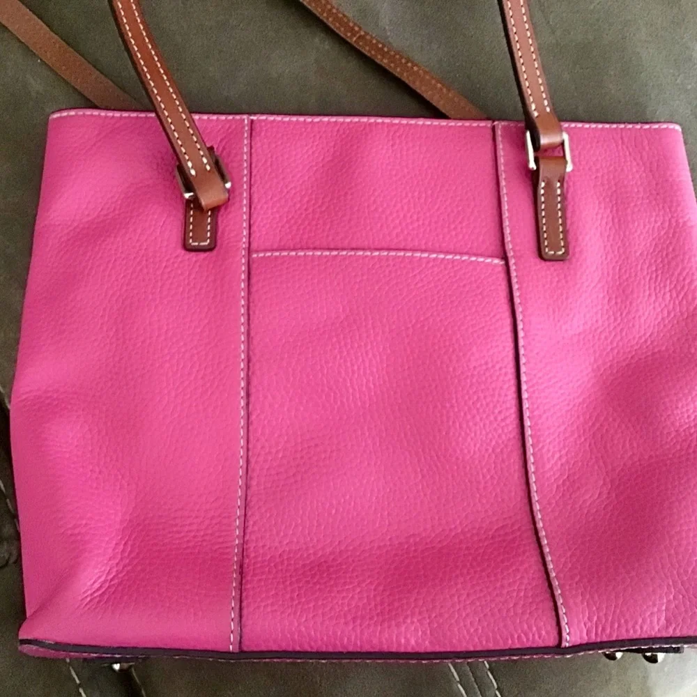 Dooney & Bourke Pink Leather Bag with Brown Handles - Picture 3 of 6